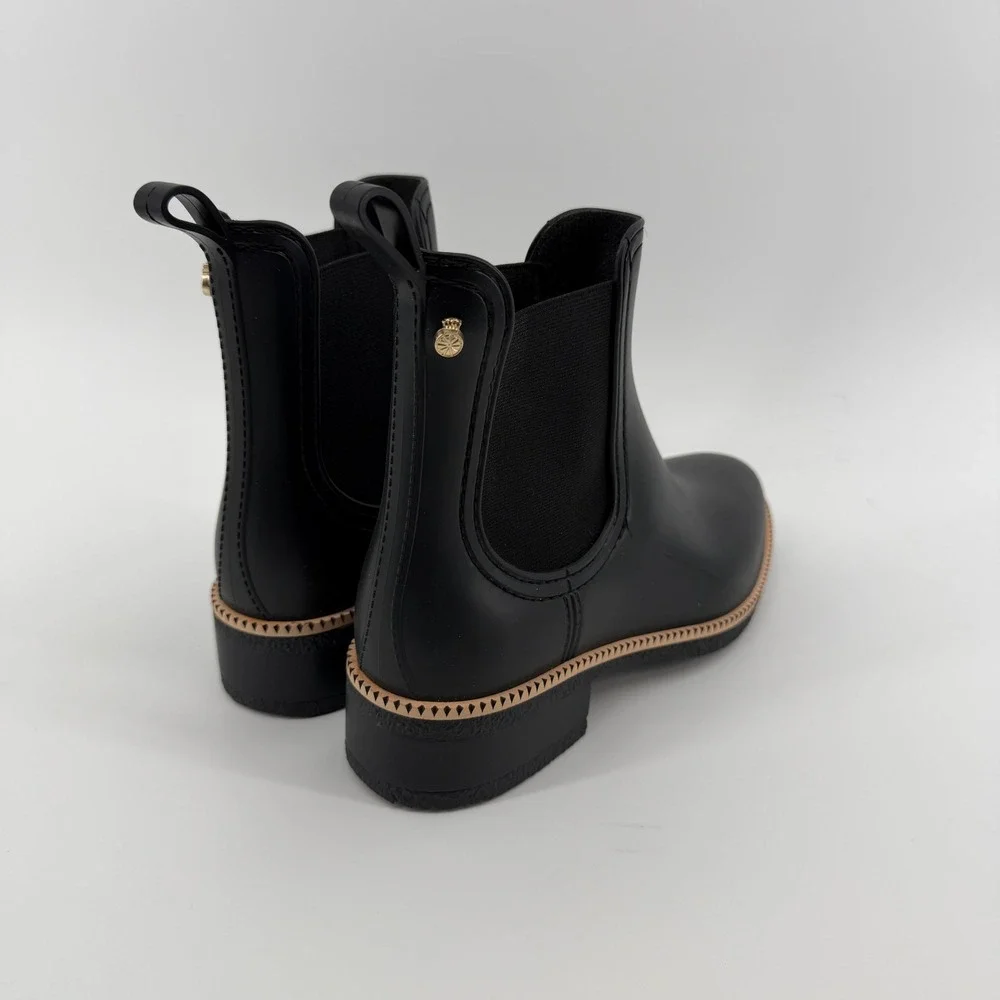 Lemon Jelly City Black Matte Chelsea Rain Boots Women Size 41 EU 10 US